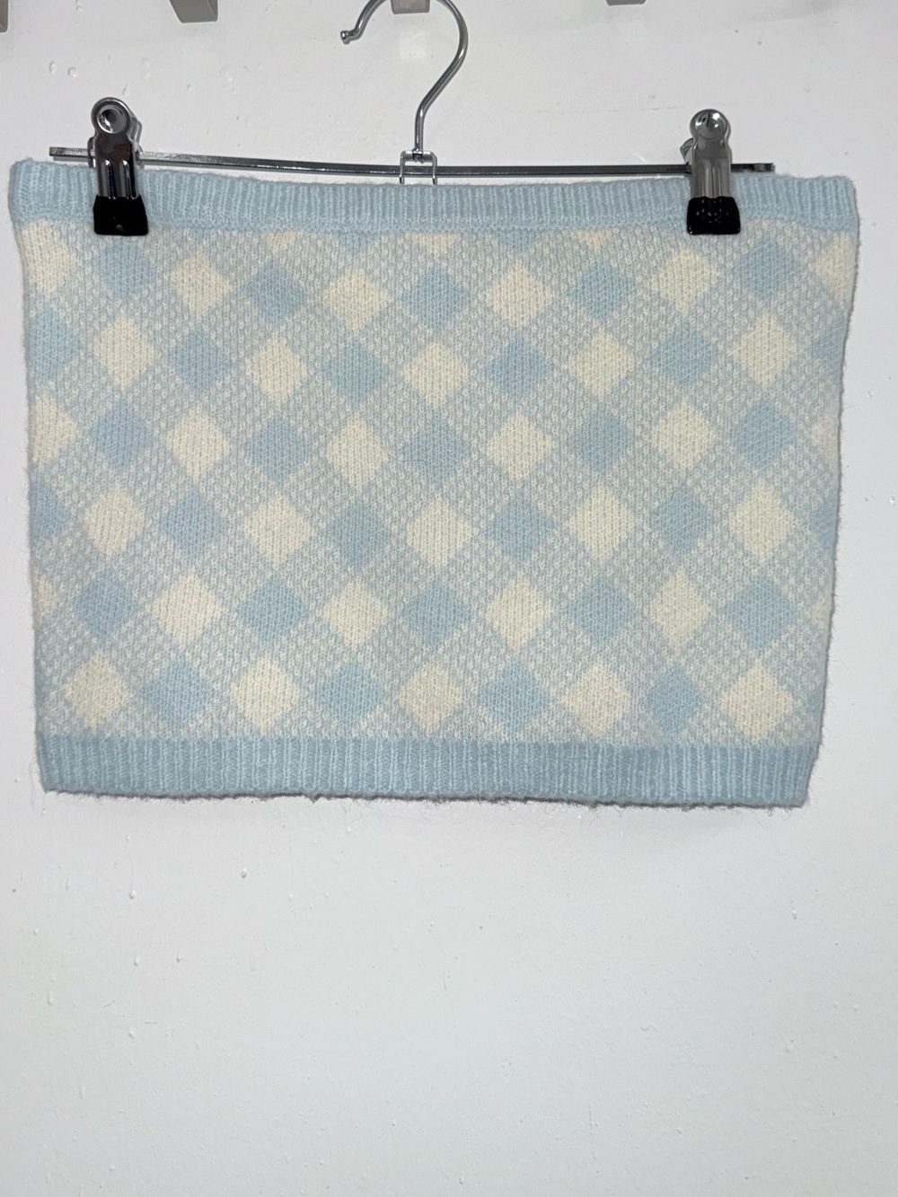 Mable blue cropped diamond knit strapless tank top size L
